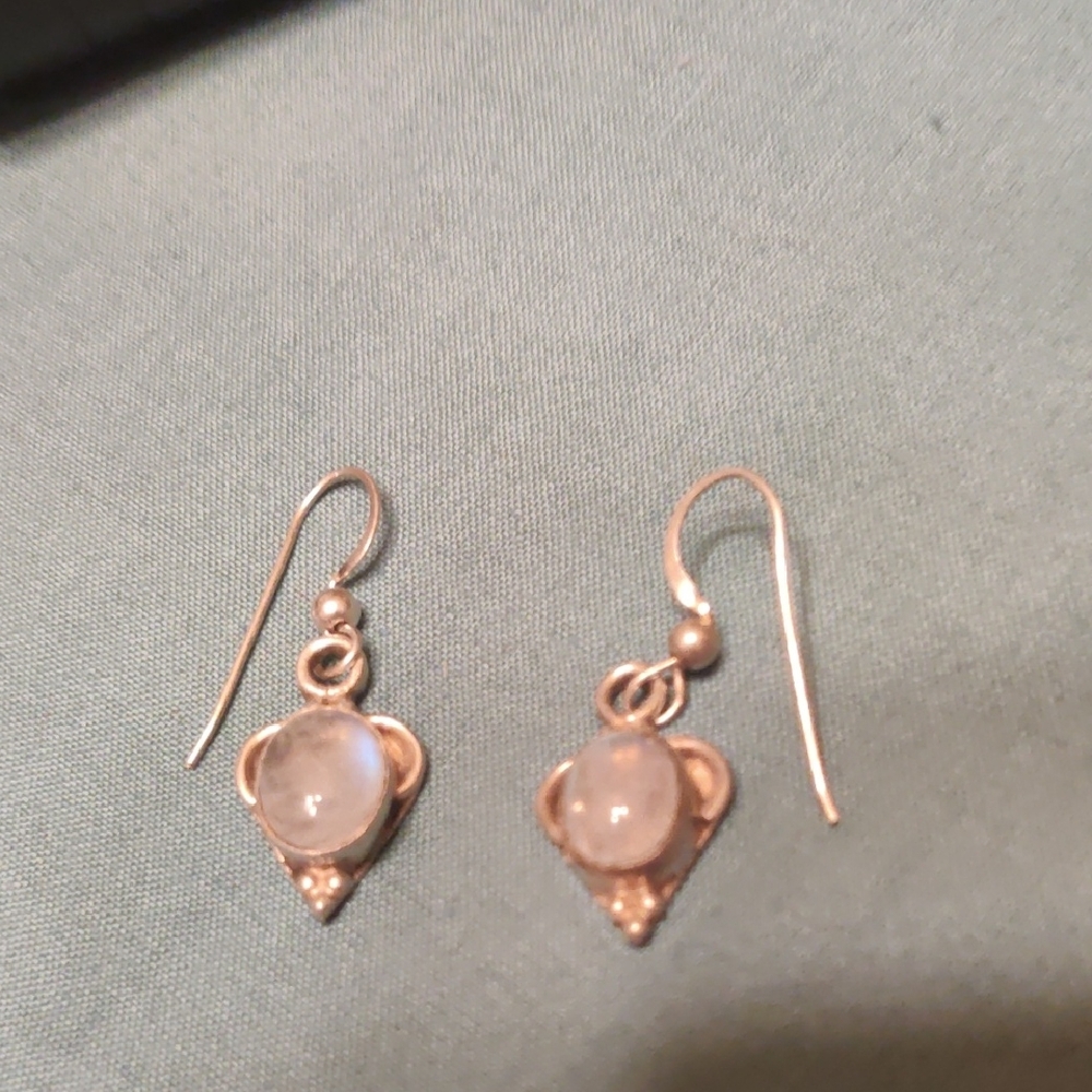 Elegant 925 Silver Rainbow Moonstone Earrings